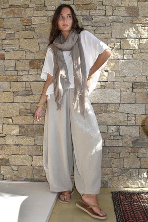 Tasha Cushion Cotton Balloon Barrel Pant Stone